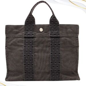 Hermes Herline Tote GM Black And Gray W Certificate Of Authenticity